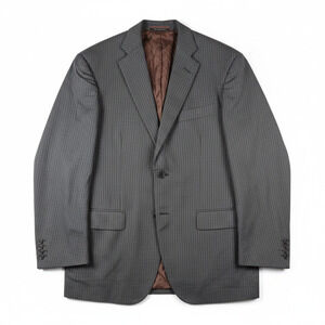 VTG Barneys New York Pinstripe Wool Two Button Tailored Blazer 50 Italy US 40